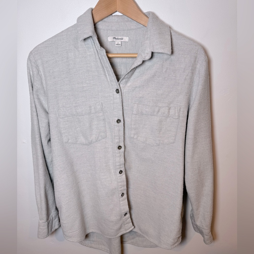 Madewell Women’s Grey Fleece Button Down with Pockets size Small
